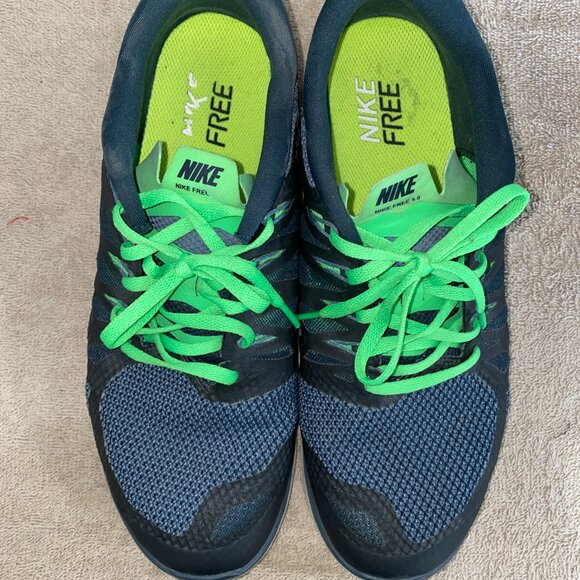 Nike Free Running Shoes Black/Green Lace-Up Sneakers Size US 10 (Nike Free RN) - Picture 6 of 7